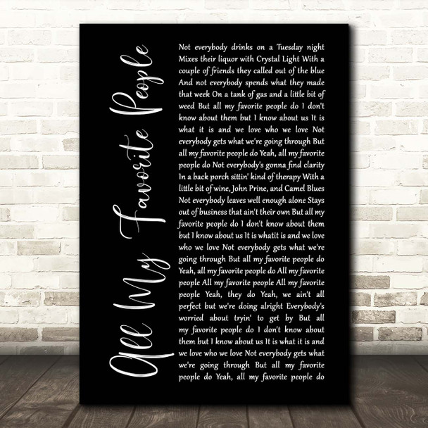 Maren Morris All My Favorite People Black Script Song Lyric Print