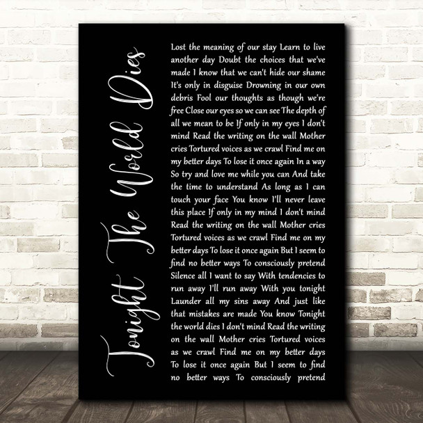 Avenged Sevenfold Tonight The World Dies Black Script Song Lyric Print