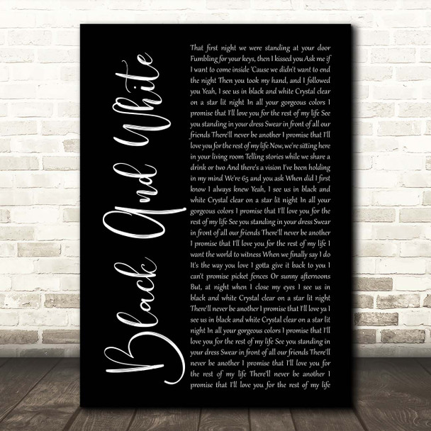 Niall Horan Black And White Black Script Song Lyric Print