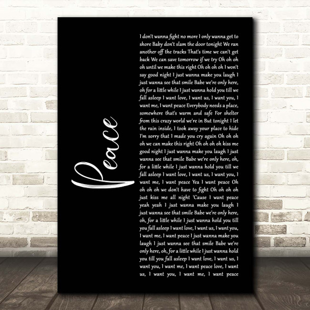 O.A.R. Peace Black Script Song Lyric Print