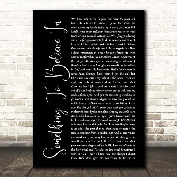 Poison Something To Believe In Black Script Song Lyric Print