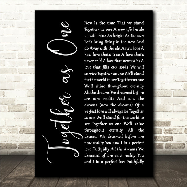 Stryper Together as One Black Script Song Lyric Wall Art Canvas Framed Print