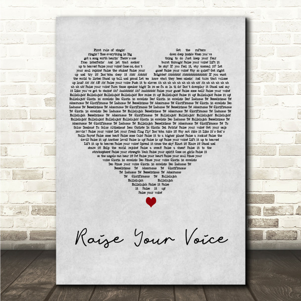 Sister Act Raise Your Voice Grey Heart Song Lyric Wall Art Canvas Framed Print