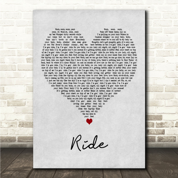SoMo Ride Grey Heart Song Lyric Wall Art Canvas Framed Print