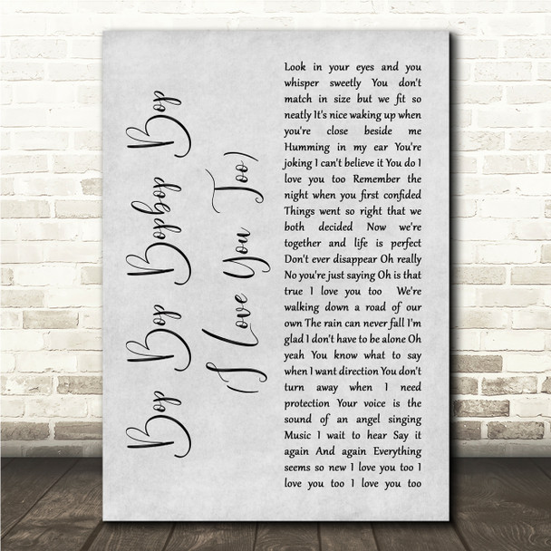 Sean Marshall Bop Bop Bopbop Bop (I Love You Too) Grey Rustic Script Song Lyric Wall Art Canvas Framed Print