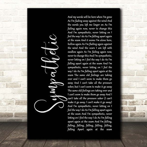 Seether Sympathetic Black Script Song Lyric Print