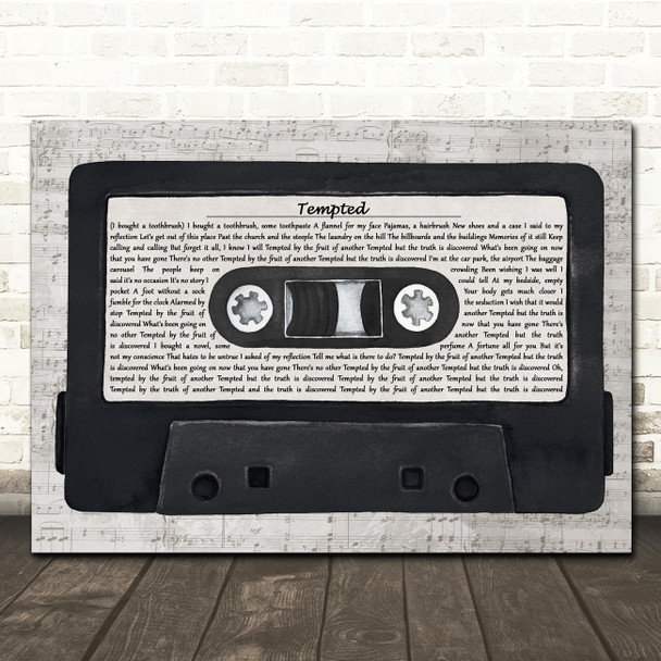 Squeeze Tempted Music Script Cassette Tape Song Lyric Wall Art Canvas Framed Print