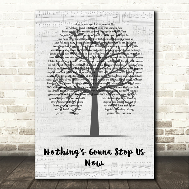 Starship Nothing's Gonna Stop Us Now Music Script Tree Song Lyric Wall Art Canvas Framed Print