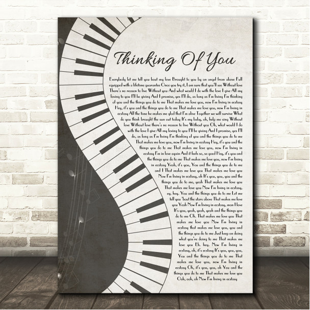 Sister Sledge Thinking Of You Rustic Grey Piano Script Song Lyric Wall Art Canvas Framed Print
