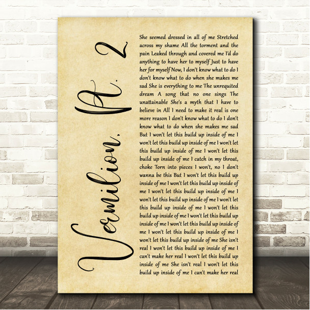 Slipknot Vermilion, Pt. 2 Rustic Script Song Lyric Wall Art Canvas Framed Print