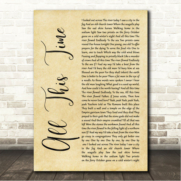 Sting All This Time Rustic Script Song Lyric Wall Art Canvas Framed Print
