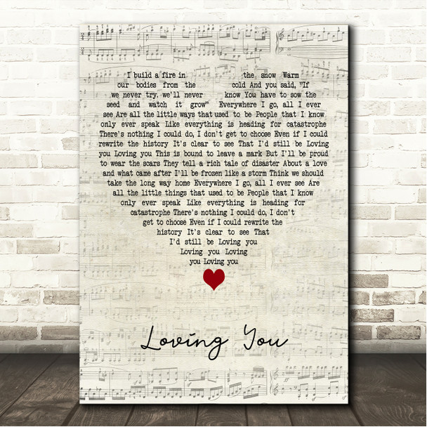 Seafret Loving You Script Heart Song Lyric Wall Art Canvas Framed Print