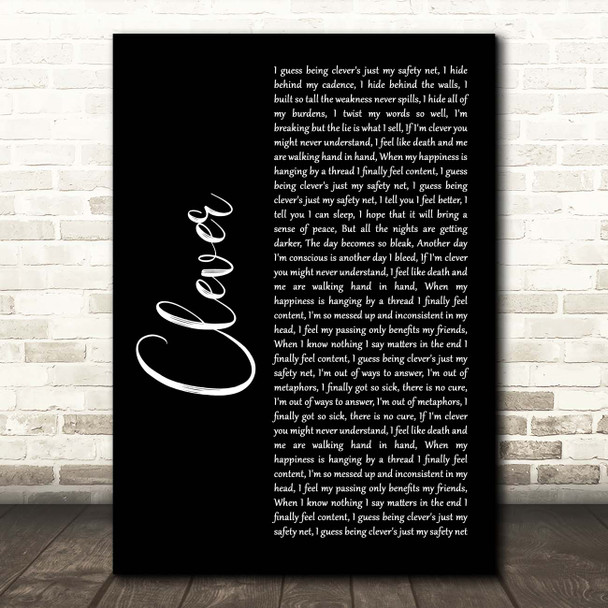 Beartooth Clever Black Script Song Lyric Print