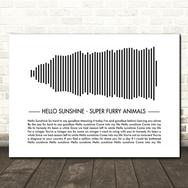 Super Furry Animals Hello Sunshine Sound Wave Minimal Song Lyric Wall Art Canvas Framed Print