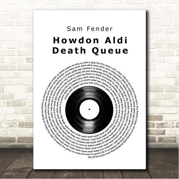 Sam Fender Howdon Aldi Death Queue Vinyl Record Song Lyric Wall Art Canvas Framed Print