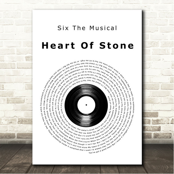 Six The Musical Cast Heart Of Stone Vinyl Record Song Lyric Wall Art Canvas Framed Print