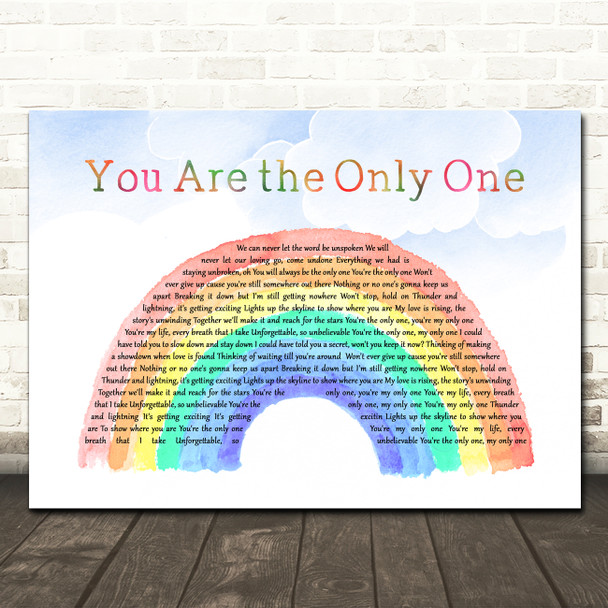Sergey Lazarev You Are the Only One Watercolour Rainbow & Clouds Song Lyric Wall Art Canvas Framed Print
