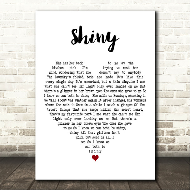 Sara Bareilles Shiny White Heart Song Lyric Wall Art Canvas Framed Print