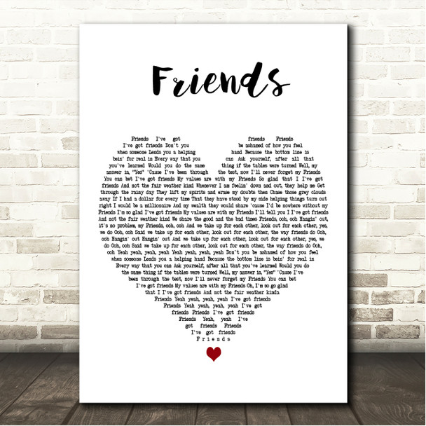 Shalamar Friends White Heart Song Lyric Wall Art Canvas Framed Print