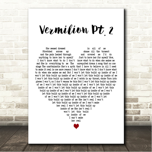 Slipknot Vermilion Pt. 2 White Heart Song Lyric Wall Art Canvas Framed Print