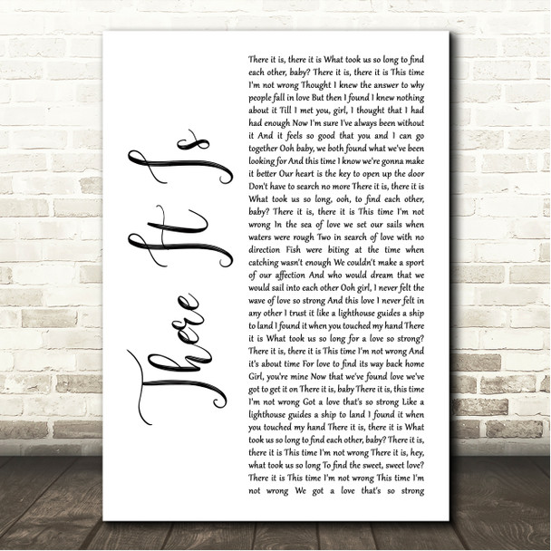 Shalamar There It Is White Script Song Lyric Wall Art Canvas Framed Print