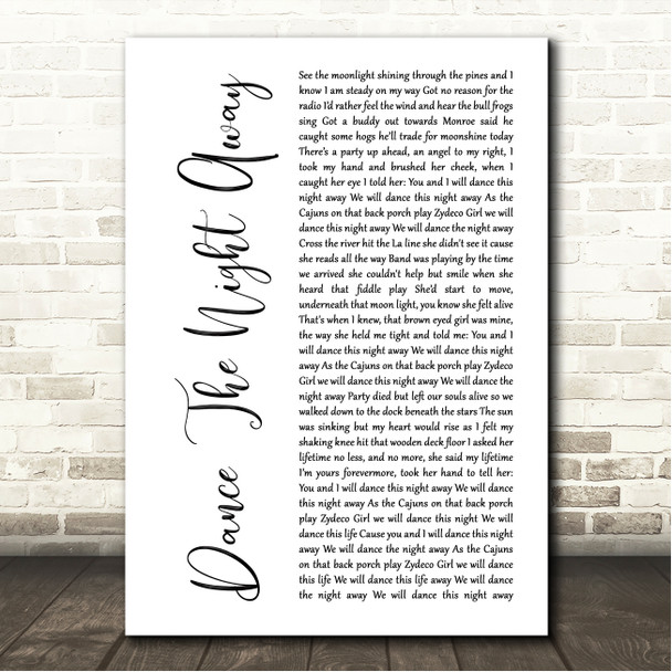 Shane Smith & the Saints Dance The Night Away White Script Song Lyric Wall Art Canvas Framed Print
