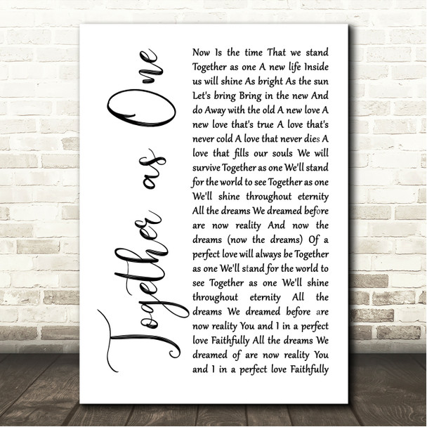 Stryper Together as One White Script Song Lyric Wall Art Canvas Framed Print