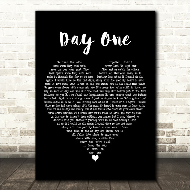 Tamia Day One Black Heart Song Lyric Wall Art Canvas Framed Print