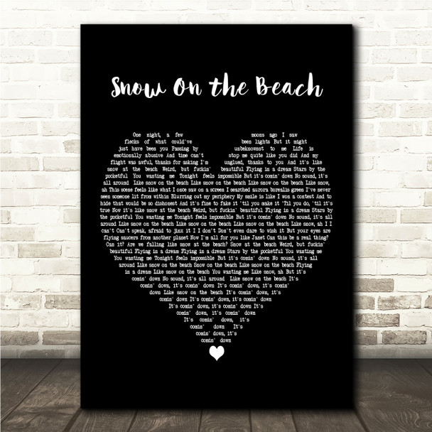 Taylor Swift Snow On the Beach Black Heart Song Lyric Wall Art Canvas Framed Print