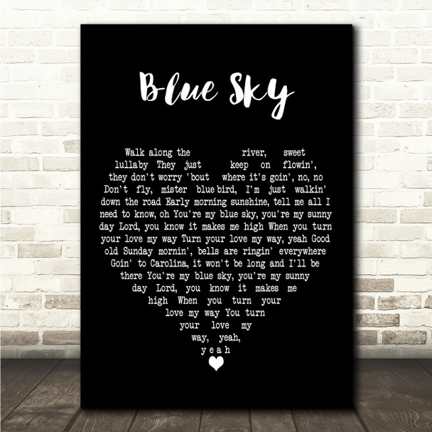 The Allman Brothers Band Blue Sky Black Heart Song Lyric Wall Art Canvas Framed Print