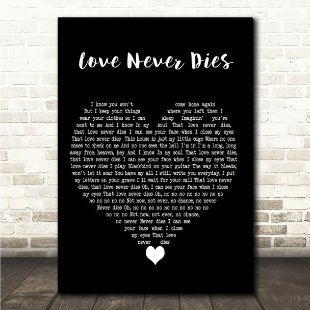 The Interrupters Love Never Dies Black Heart Song Lyric Wall Art Canvas Framed Print