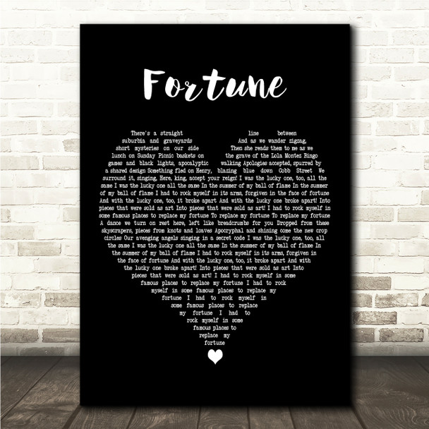 The New Pornographers Fortune Black Heart Song Lyric Wall Art Canvas Framed Print