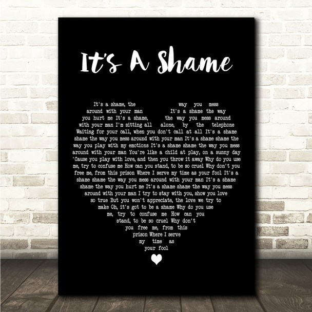 The Spinners Its A Shame Black Heart Song Lyric Wall Art Canvas Framed Print