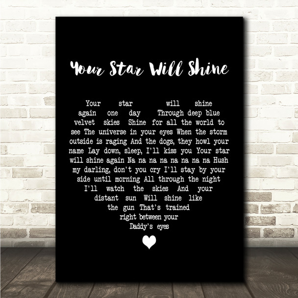 The Stone Roses Your Star Will Shine Black Heart Song Lyric Wall Art Canvas Framed Print