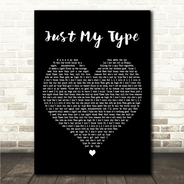 The Vamps Just My Type Black Heart Song Lyric Wall Art Canvas Framed Print