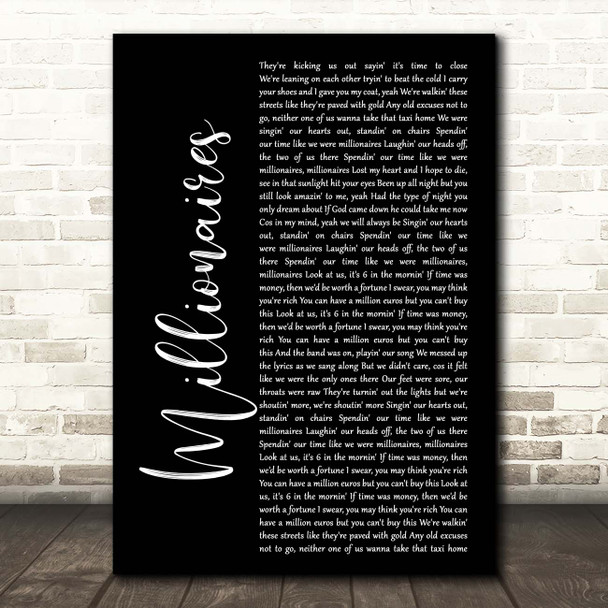 The Script Millionaires Black Script Song Lyric Print
