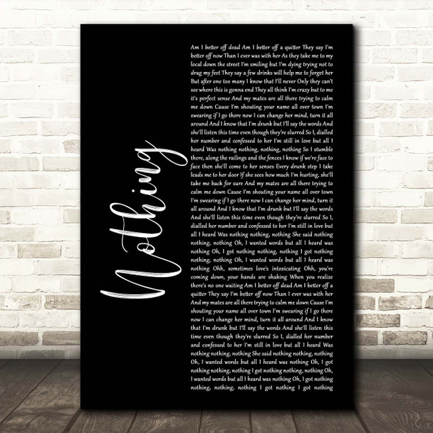The Script Nothing Black Script Song Lyric Print