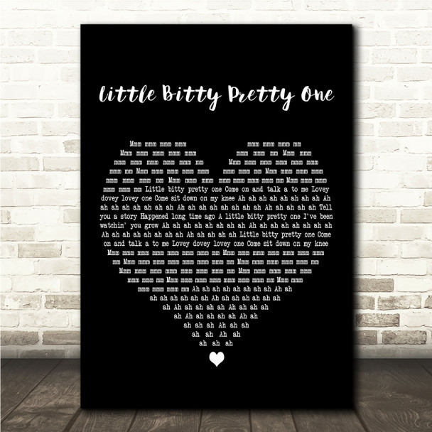 Thurston Harris Little Bitty Pretty One Black Heart Song Lyric Wall Art Canvas Framed Print