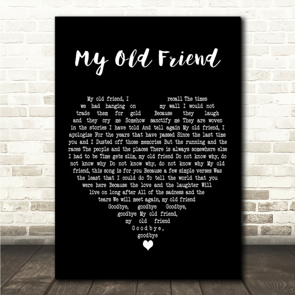 Tim McGraw My Old Friend Black Heart Song Lyric Wall Art Canvas Framed Print