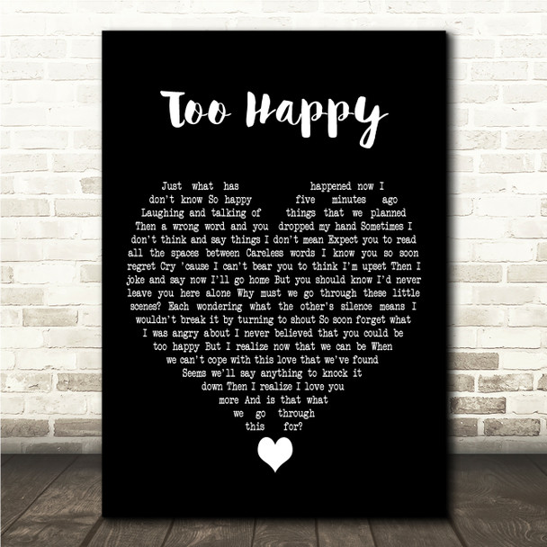 Tracey Thorn Too Happy Black Heart Song Lyric Wall Art Canvas Framed Print