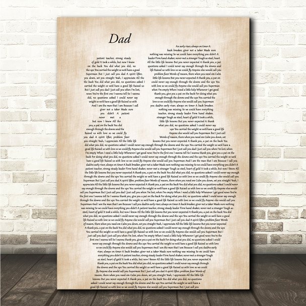 Tyler Wood Dad Father & Child Song Lyric Wall Art Canvas Framed Print