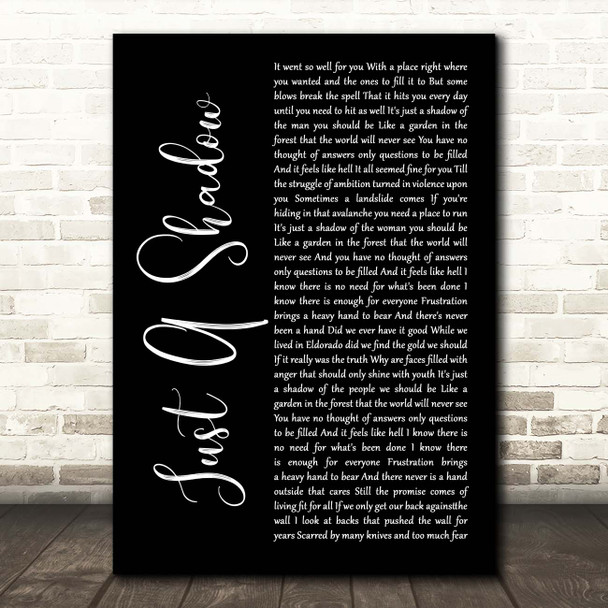 Big Country Just A Shadow Black Script Song Lyric Print