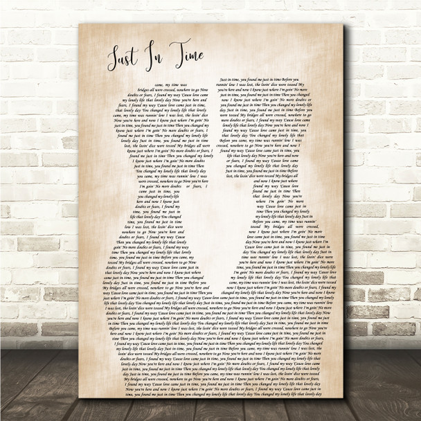 Tony Bennett Just In Time Two Men Gay Couple Wedding Song Lyric Wall Art Canvas Framed Print