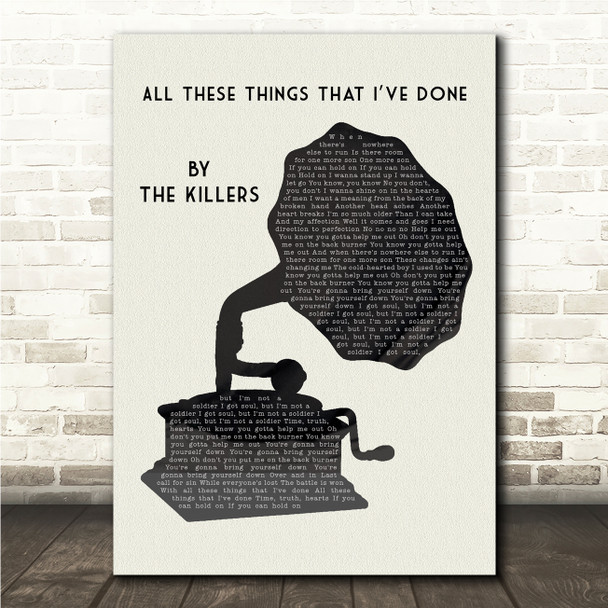 The Killers All These Things That I've Done Gramophone Black Minimal Song Lyric Wall Art Canvas Framed Print