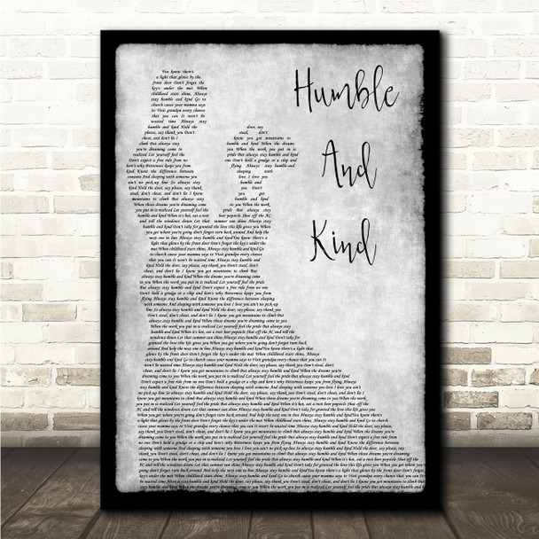 Tim McGraw Humble And Kind Grey Man Lady Dancing Song Lyric Wall Art Canvas Framed Print