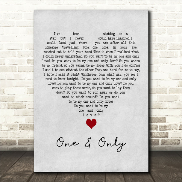 Teitur One & Only Grey Heart Song Lyric Wall Art Canvas Framed Print