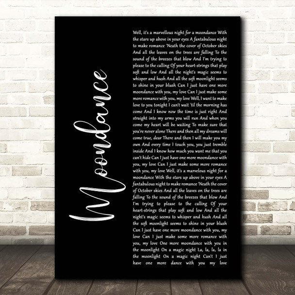 Van Morrison Moondance Black Script Song Lyric Print