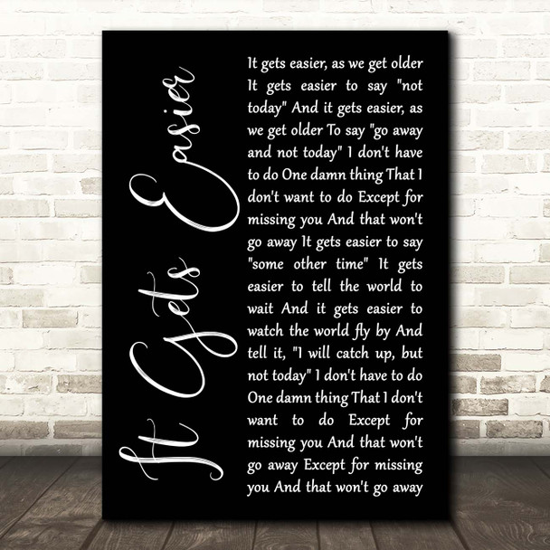 Willie Nelson It Gets Easier Black Script Song Lyric Print