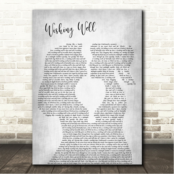 Terence Trent DArby Wishing Well Lesbian Women Gay Brides Couple Wedding Grey Song Lyric Wall Art Canvas Framed Print