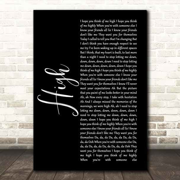 5 Seconds Of Summer High Black Script Song Lyric Print